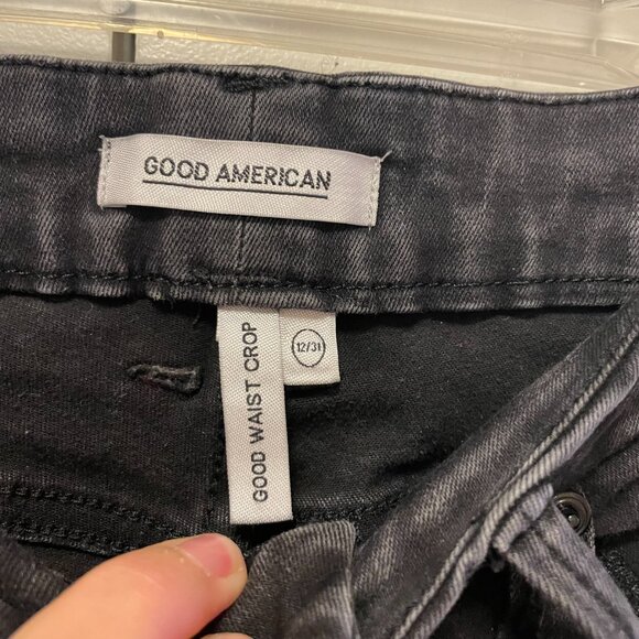 GOOD‎ AMERICAN GOOD WAIST CROP BLACK 12/31 - Picture 4 of 8